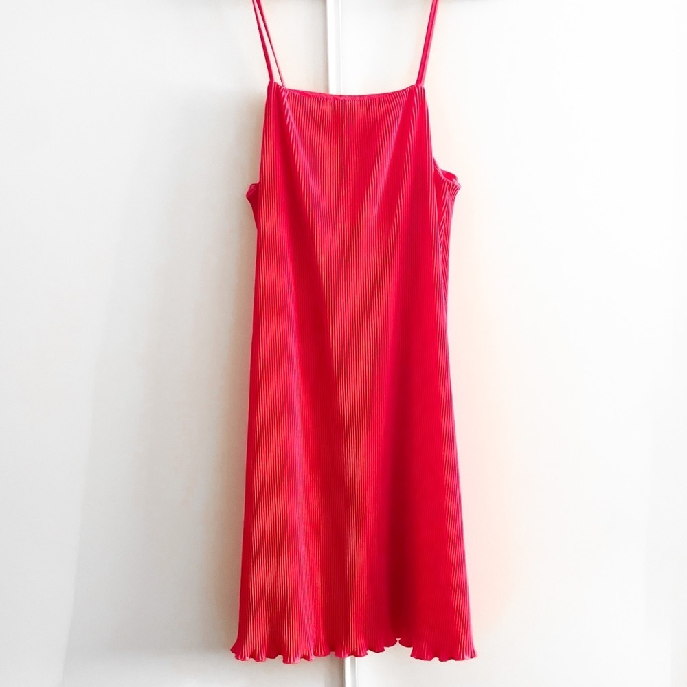 Zara Lettuce Hem Pleated Mini Dress